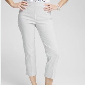 Chico’s Women's Striped Taupe Capri Pants